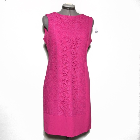 Studio One NY Pink Sheath Dress with Lace Front 12 - Picture 1 of 7